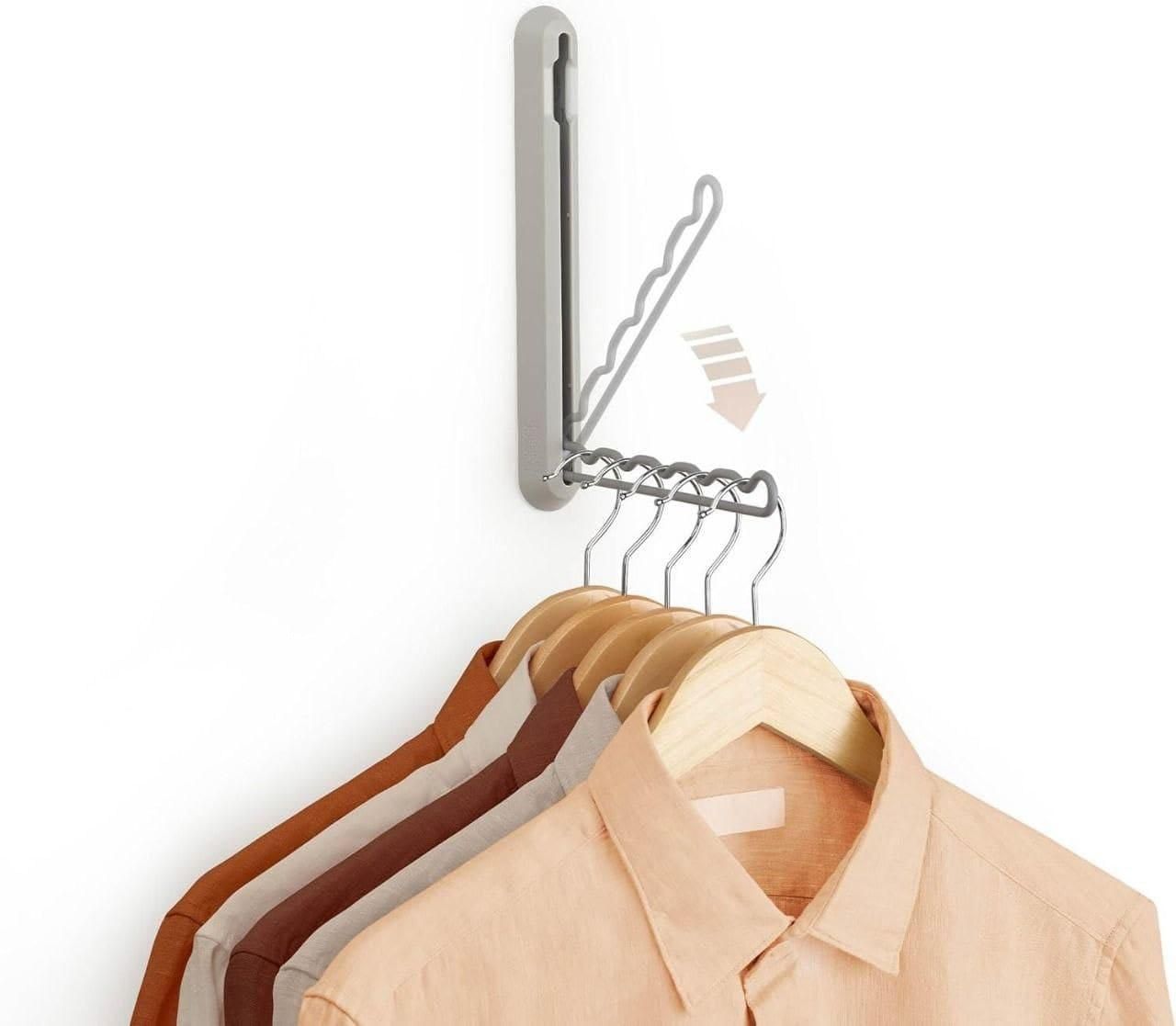 Compact Folding Rail Holder With 5 Hangers Capacity